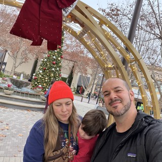 Upscale outdoor shopping center or town square in United States