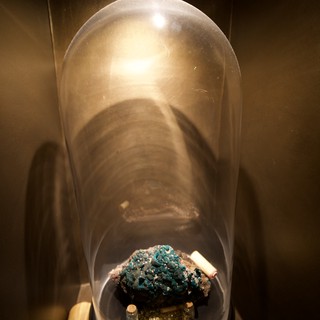 Turquoise Mineral Specimen Under Glass Dome Display