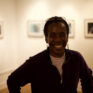 Happy Man in front of Art Gallery Photo