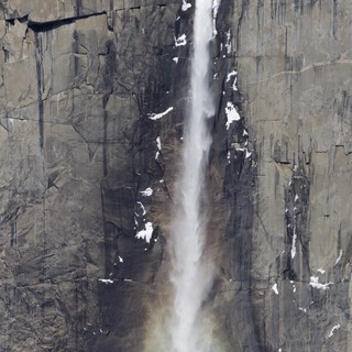 Yosemite Valley Waterfall Cascading Down Granite Cliff Face