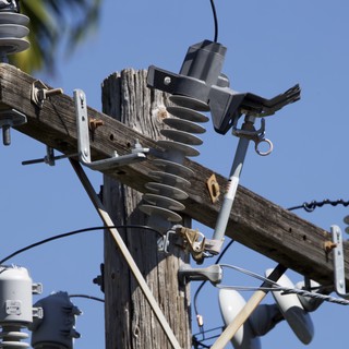 Utility Pole Hardware and Electrical Infrastructure Detail