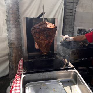 Grilling up a giant burrito at Empire Polo Club