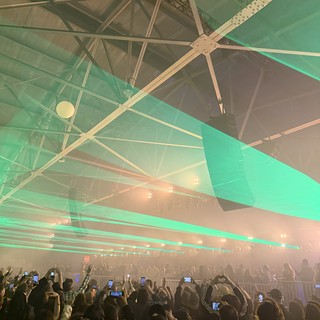 Skrillex Concert with Dramatic Green Laser Light Show