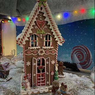 Festive Gingerbread House with Christmas Lights