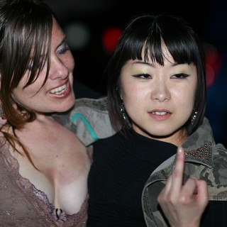 Two Women Posing at Nightclub Party Event 2006