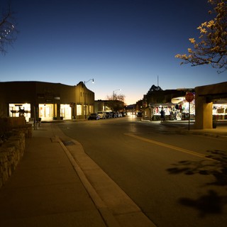 Adobe Architecture Main Street at Twilight in Southwest Town