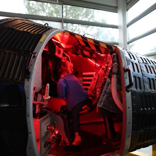 Inside View of Jet Engine with Red Interior Lighting