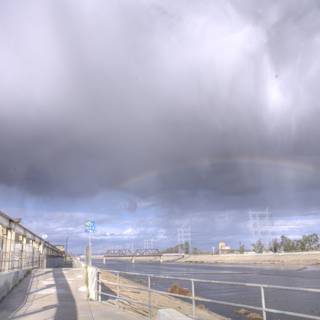Glorious Rainbow Above Riverside Freeway
