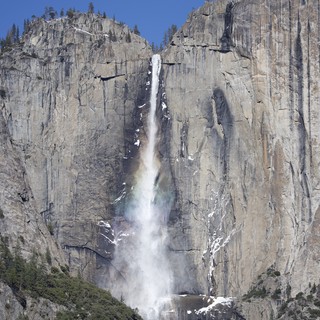 Yosemite Falls Cascading Down Granite Cliffs in Winter