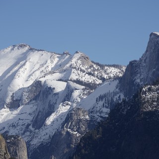 Snow-Covered Peaks of Yosemite Valley in Winter