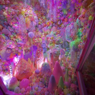 Vibrant Candy-Colored Installation in Glass Display Case