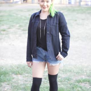 Green-haired Girl in Black Boots