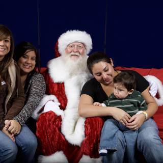 Santa Claus spreading joy with family