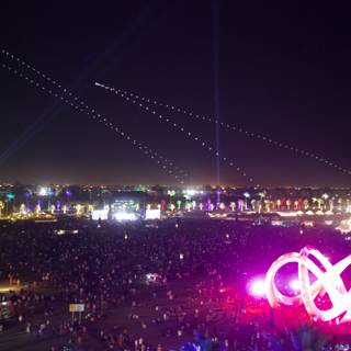 Urban Metropolis Concert Crowd Captured in Fiery Lights