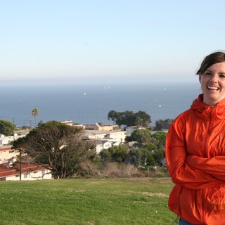 Smiling Woman Overlooking Coastal California Neighborhood
