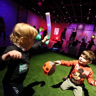 Children Playing Soccer at Baby Rave Interactive Art Exhibit