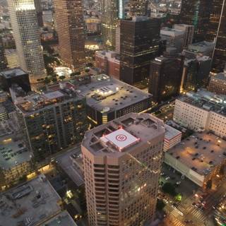 Aerial View of Downtown Los Angeles at Dusk