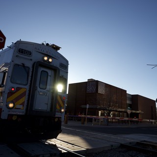 Rail Runner Train at Downtown Santa Fe Station at Dusk