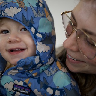 Joyful Winter Moment: Parent and Child Outdoors