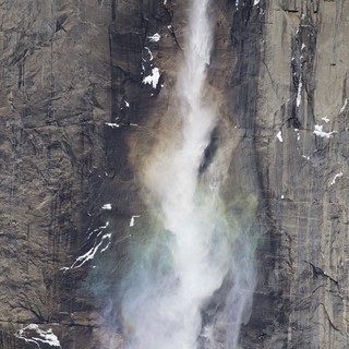 Yosemite Waterfall Cascading Down Granite Cliff Face