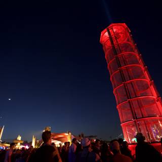 Red Tower at Night
