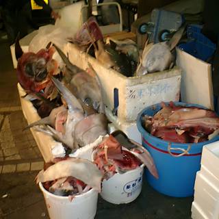 Pile of Fresh Tuna on a Tokyo Street Corner