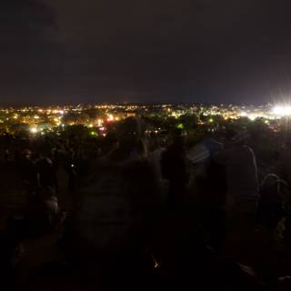 Nighttime Crowd with Pyrotechnics at Santa Fe Fiestas
