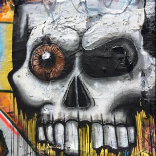 White Skull Graffiti Mural