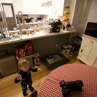 Toddler in Kitchen on Christmas Morning 2025