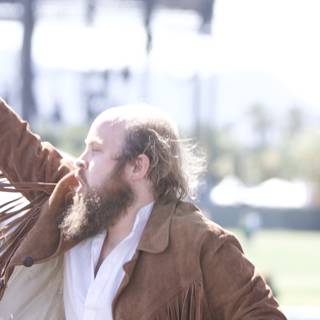 Bearded Man Embraces Festival Spirit at Coachella