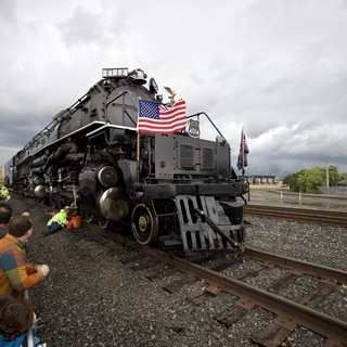 Union Pacific Big Boy Steam Locomotive with American Flags