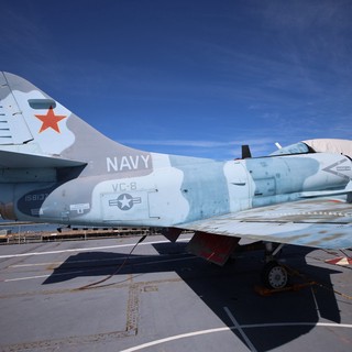 US Navy Fighter Jet on USS Hornet Flight Deck