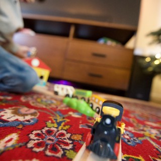 Toy Train Set on Traditional Persian Rug