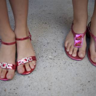 Red Sandals with Pink Hearts