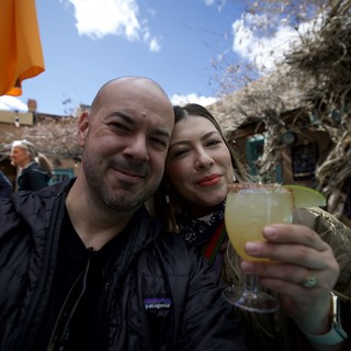 Couple Enjoying Margaritas at Santa Fe Outdoor Patio