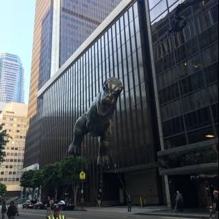 Dinosaur Statue Adds Quirky Touch to Metropolis Office Building