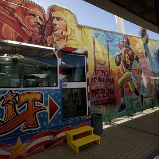 Football Player Mural on a Bus