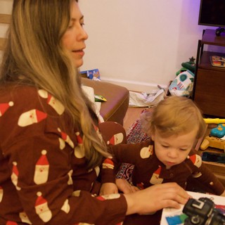Mother and Child Christmas Gaming Together