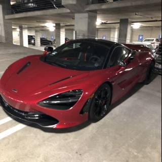 Red McLaren 570S Sports Car in Parking Garage