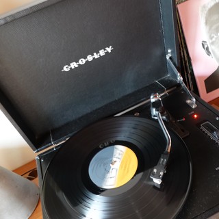 Vintage Crosley Turntable Playing Vinyl Record
