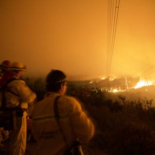 Firefighters Watching Wildfire