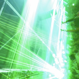 Explosive Green Laser Light Show at Electronic Music Concert