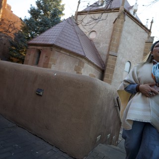 Historic Church Architecture in Santa Fe at Dusk