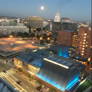Moonset over Los Angeles skyline