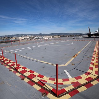 Aircraft Carrier Flight Deck with Red Safety Barriers