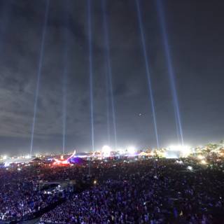 Lights and Lively Crowd at Coachella Music Festival