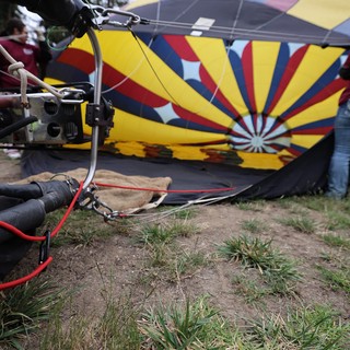 Hot Air Balloon Being Inflated on the Ground