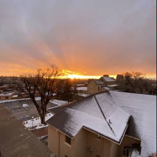 Snowy Sunset Over Santa Fe Rooftops