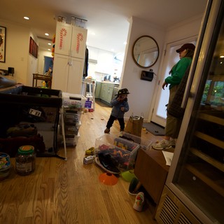 Family Time at Home with Young Child Playing