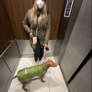 Woman and Dog in Elevator